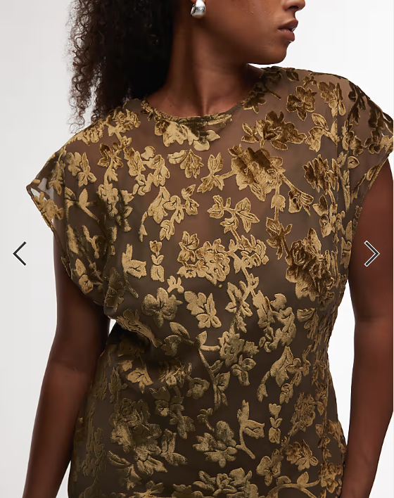 ASOS DESIGN Curve velvet devore crew neck sleeveless maxi with tie back in mocha