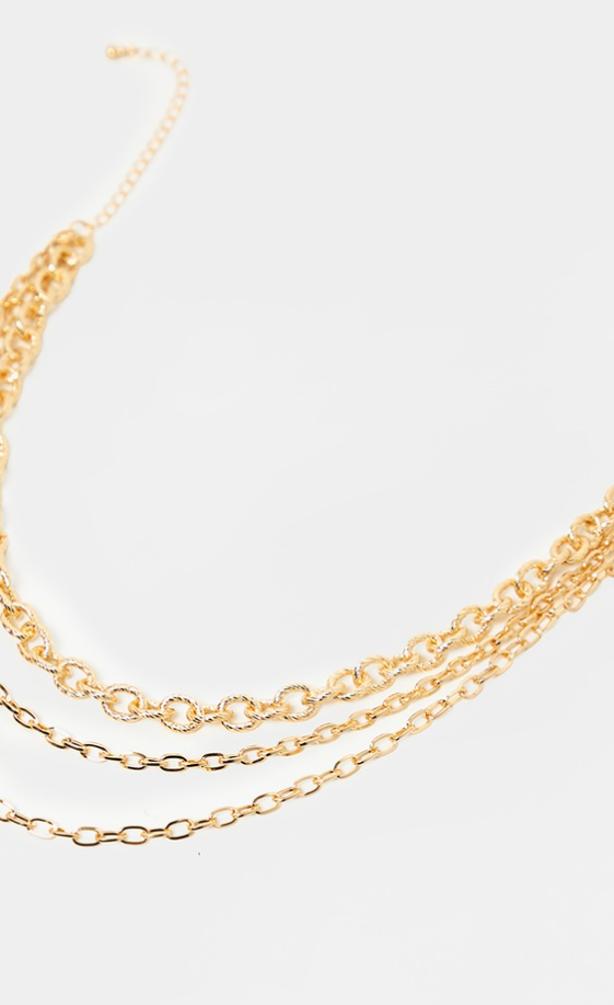 Gold Triple Chain Short Necklace