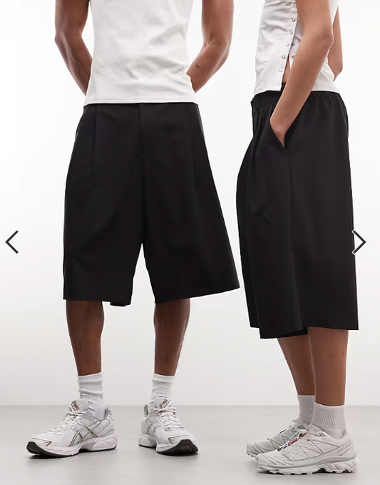 COLLUSION Unisex tailored jort in black