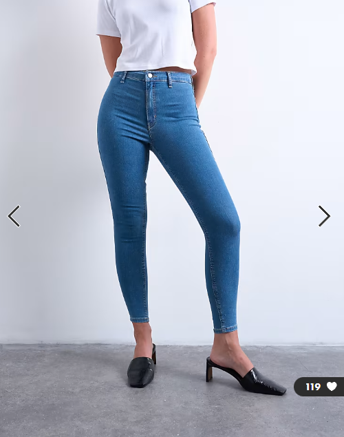 Topshop Hourglass Joni high rise super skinny jean in mid blue