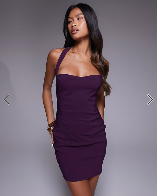 Missyempire bengaline bodycon halterneck mini dress in purple