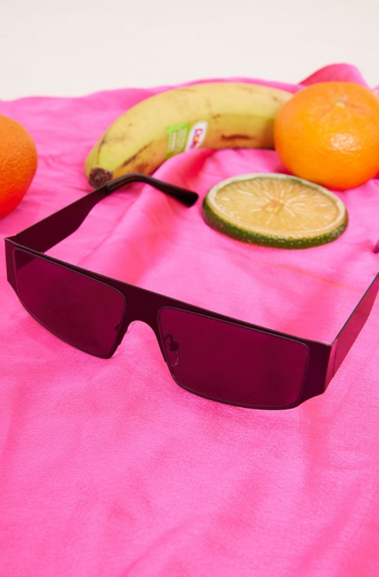 Black Matte Metal Frame Slim Visor Sunglasses