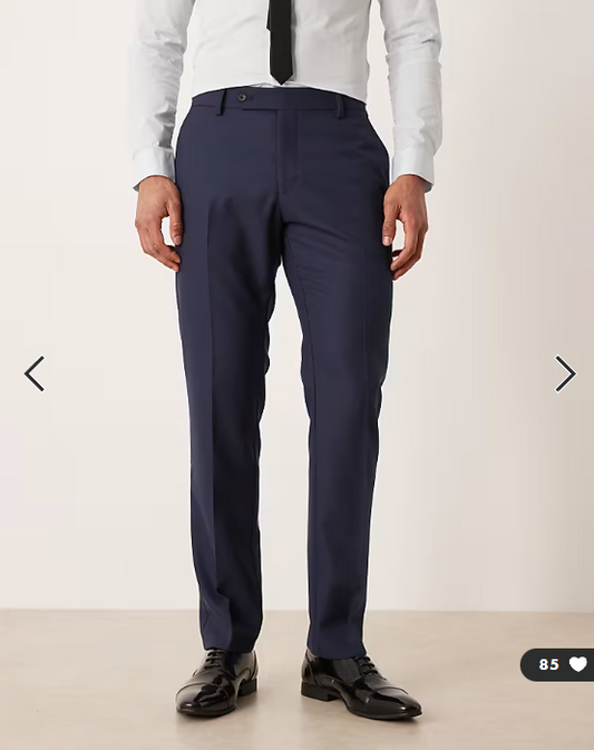 ASOS DESIGN slim suit trousers in navy texture