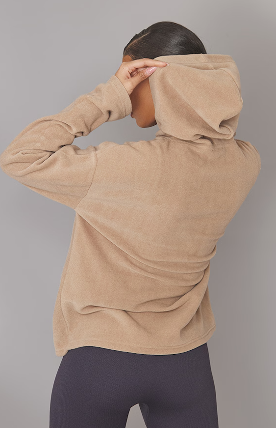 Taupe Half Zip Hooded Fleece