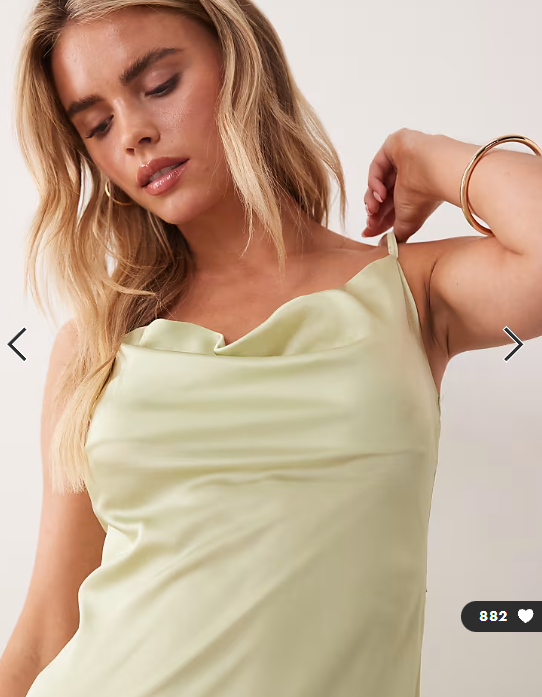 New Look Petite satin cowl neck midi dress in sage green
