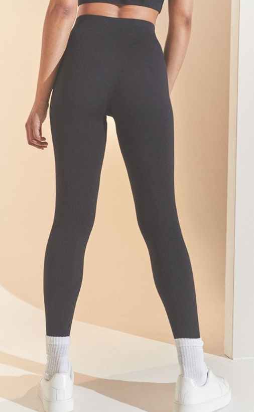 Plt - Black Structured Contour Ribbed Leggings