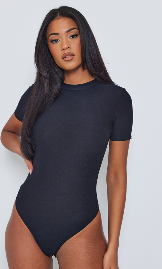 Tall Black Soft Touch Short Sleeve Bodysuit