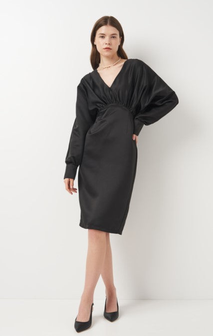 Gathered dull satin dress