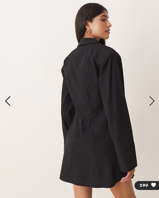 ASOS DESIGN cinched shoulder pads mini shirt dress in black