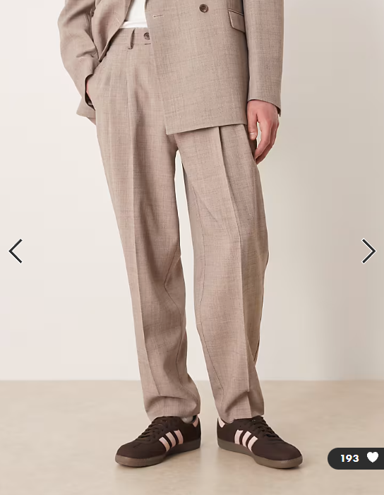 ASOS DESIGN oversized tapered suit trousers in beige crosshatch
