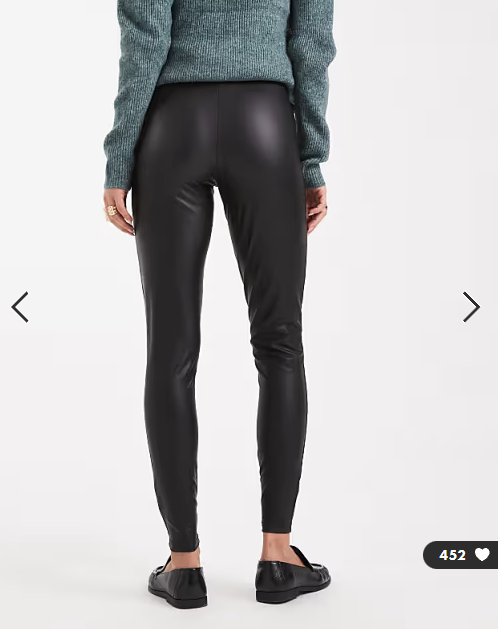 ONLY faux leather high waisted leggings in black