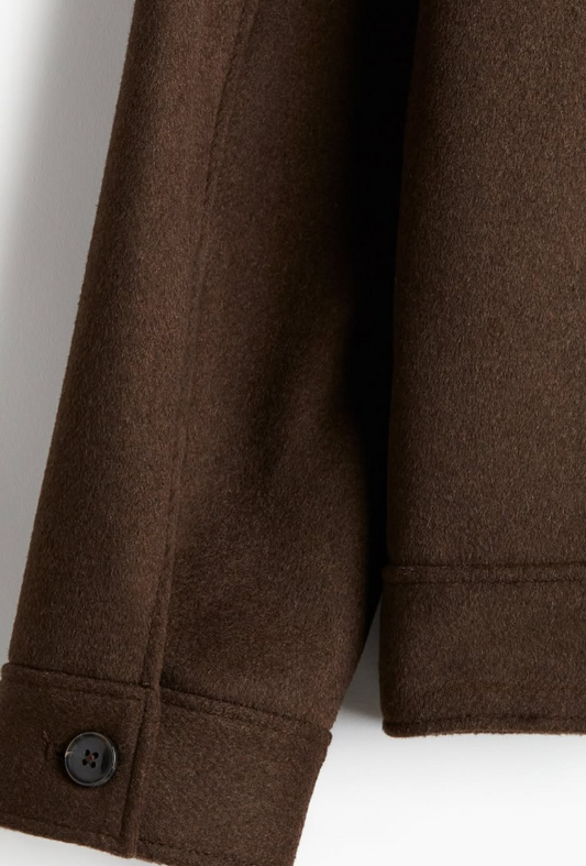 H&M - WOOL-BLEND JACKET - dark brown/ Oversized
