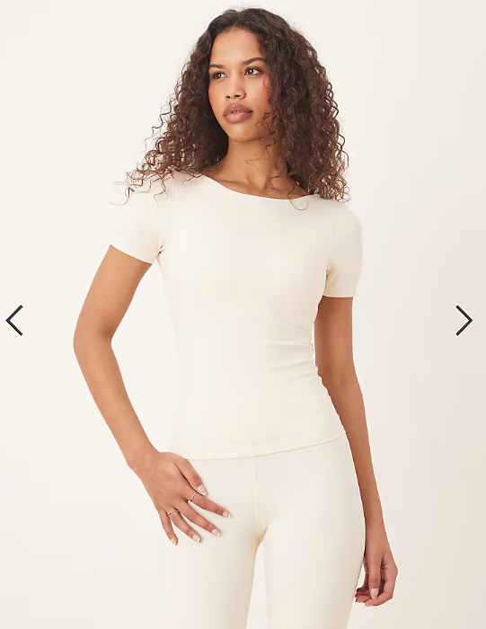 TALA DayFlex built-in support twist back full length t-shirt in buttermilk