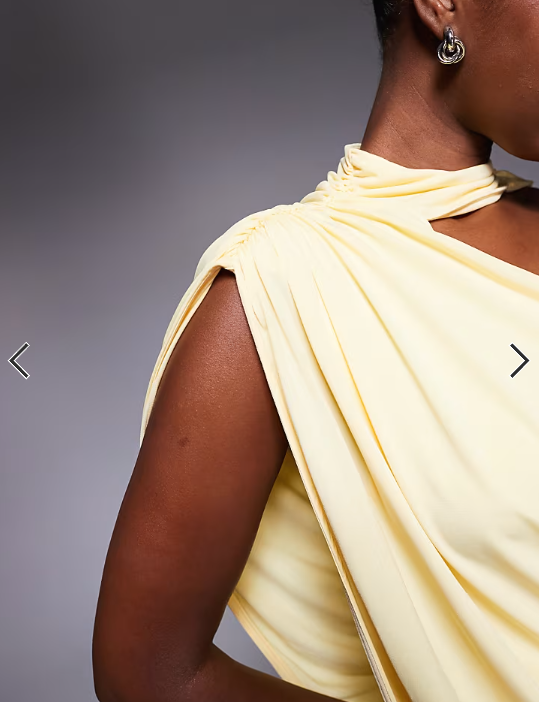ASOS DESIGN one shoulder drape maxi dress with cape detail in buttermilk yellow