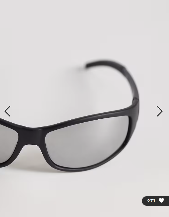 ASOS DESIGN wrap sunglasses in black matte frame with mirror lens