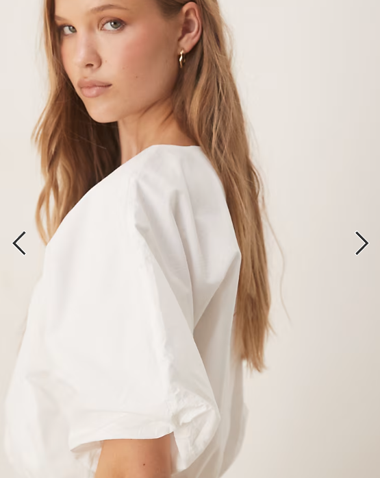 Vila puffball cropped woven top in white