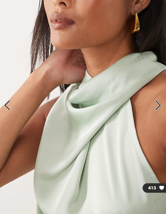 Vila Petite high neck satin maxi dress in sage green