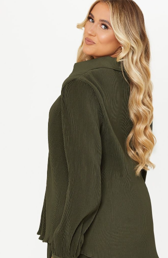 Maternity olive plisse shirt