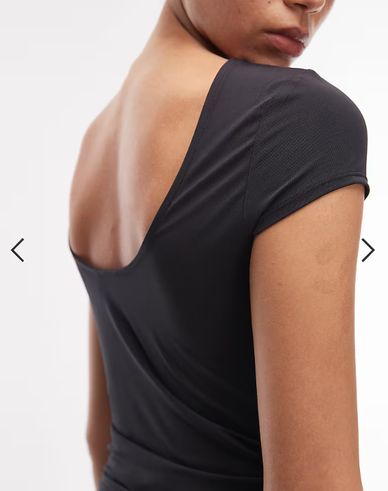 ASOS DESIGN slinky cap sleeve scoop back top in black