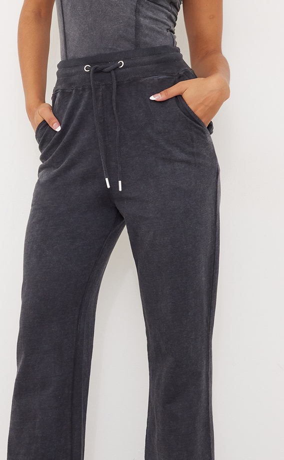 Charcoal Grey Washed Flared Sweatpants