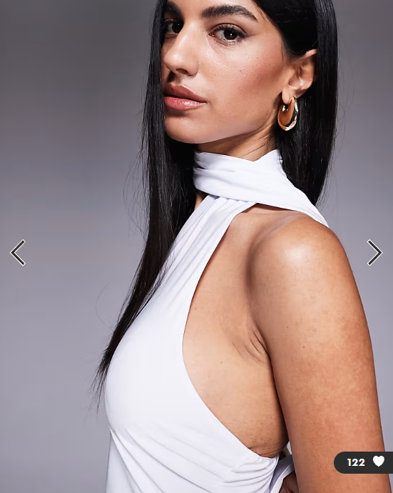 Fashionkilla exclusive slinky double sculpted halterneck scarf detail mini dress in white