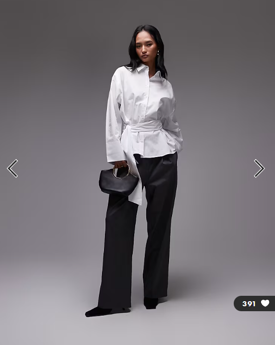 ASOS DESIGN poplin belted cinch shirt in white