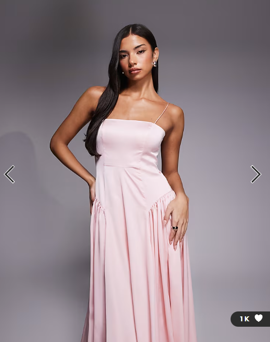 ASOS DESIGN Bridesmaids drop waist tie detail cami midaxi dress in pink