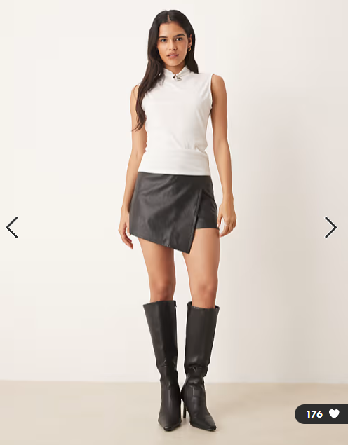 JDY brooch detail sleeveless high neck top in white