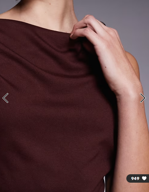 ASOS DESIGN slash neck ruched midi dress in chocolate