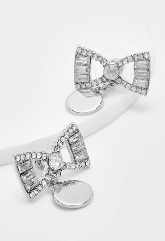 boohoo Bow Diamante Stud Earrings