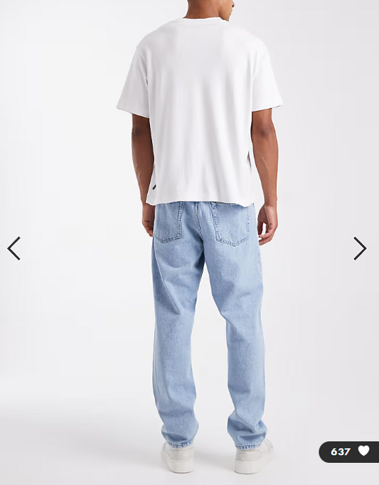 ONLY & SONS Tye loose tapered fit jeans in light wash