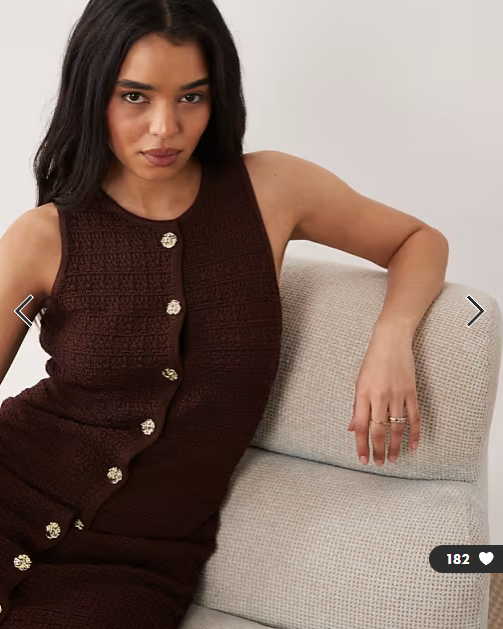 Miss Selfridge textured knit shift mini dress in chocolate