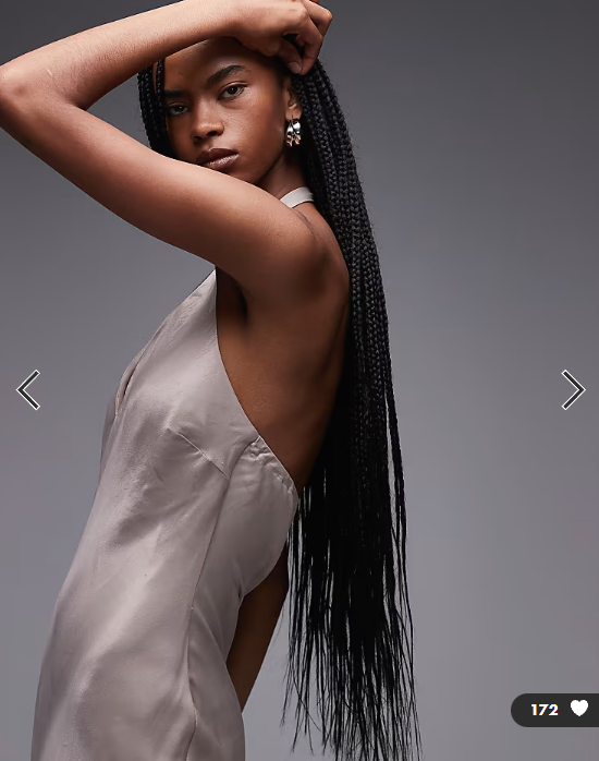 ASOS DESIGN satin halter bias maxi dress in mocha