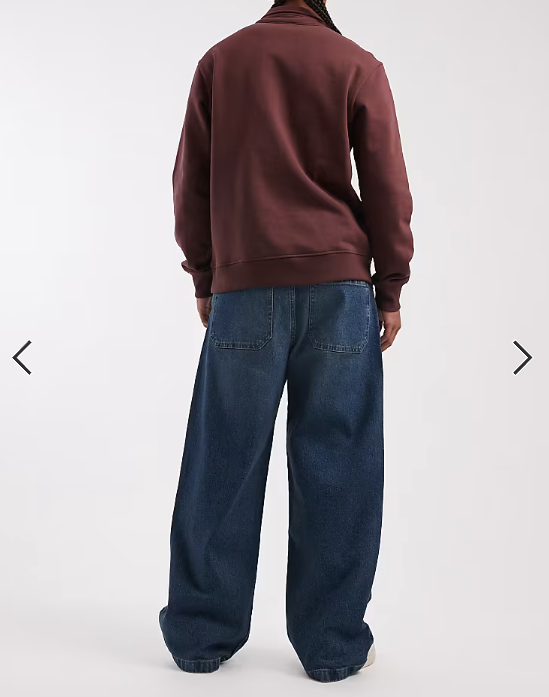 Hollister super baggy 5 pocket jeans in dark blue wash