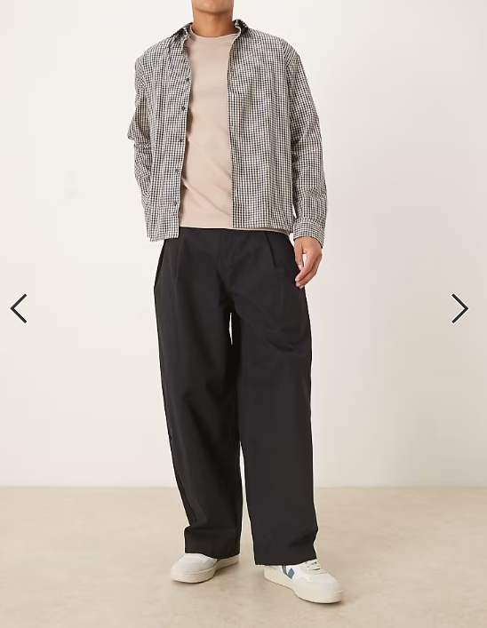 ASOS DESIGN oversized baggy trousers in black with pleats