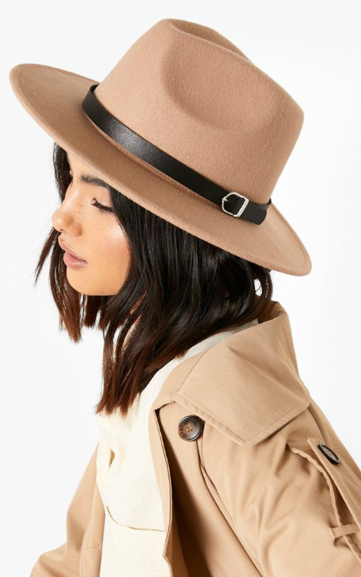 Basic Buckle Detail Fedora - tan