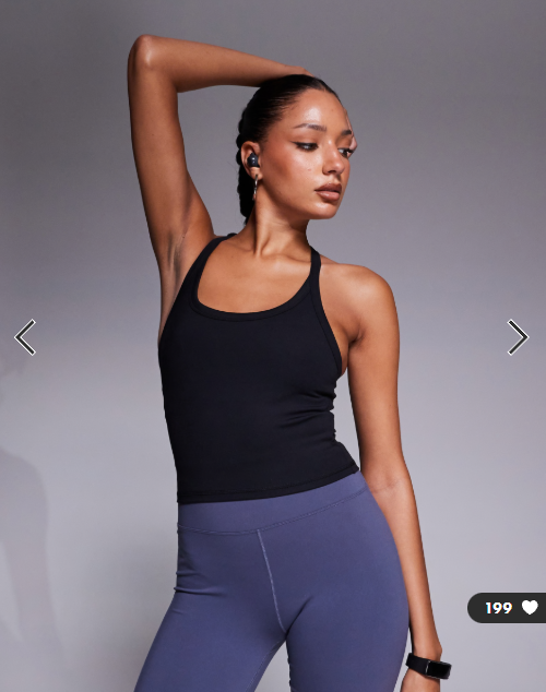 4505 Icon soft touch yoga cami with inner bra and adjustable straps in black