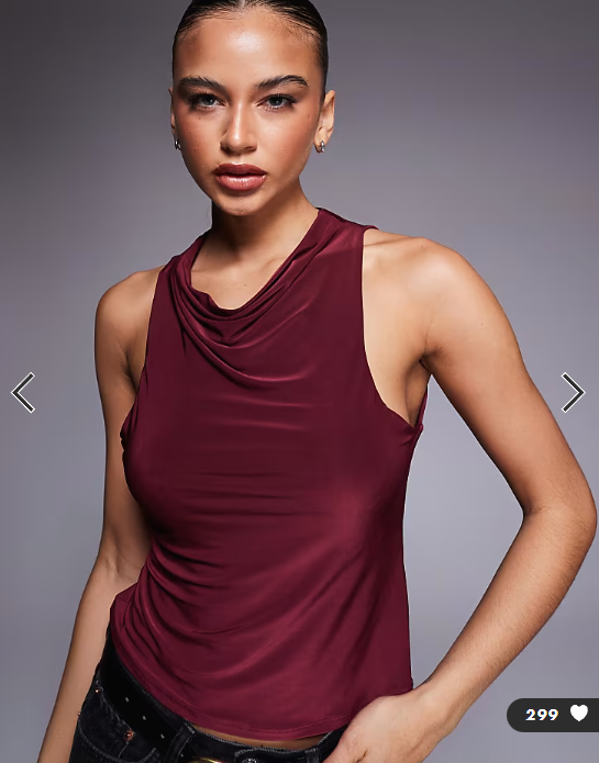 ASOS DESIGN slinky cowl neck tank top in berry