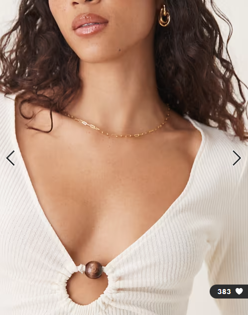 ASOS DESIGN crochet long sleeve hardware detail mini dress in neutral