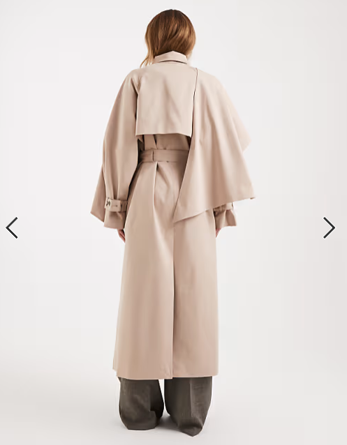 ASOS DESIGN scarf detail trench coat in stone