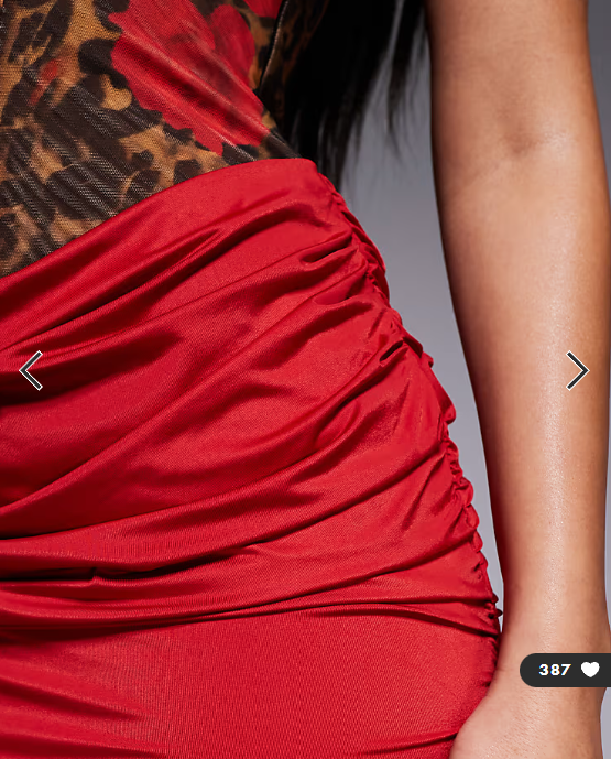 Oh Polly mesh corset draped mini dress in red leopard floral