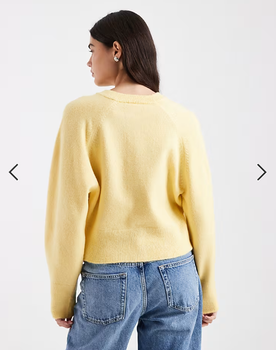 ASOS DESIGN crew neck cardigan with raglan sleeve detail in buttermilk