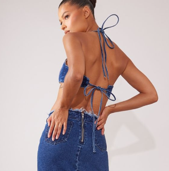 Washed Indigo Overdyed Denim Bralette