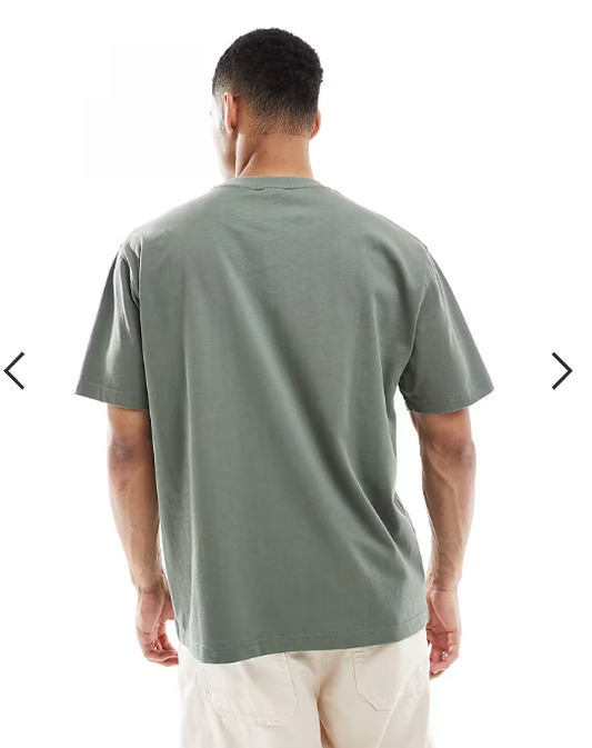 ASOS DESIGN heavyweight relaxed t-shirt in khaki green .
