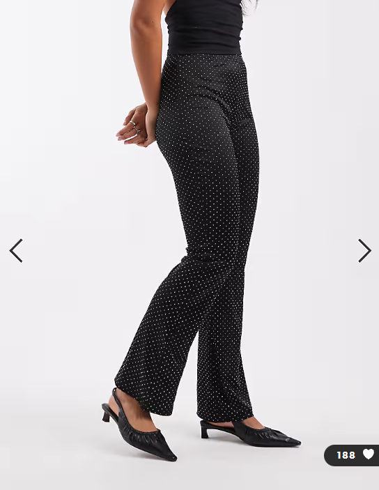 Miss Selfridge hot fix flare trouser in black