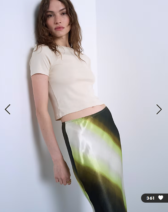 Topshop satin bias maxi skirt in lime ombre stripe