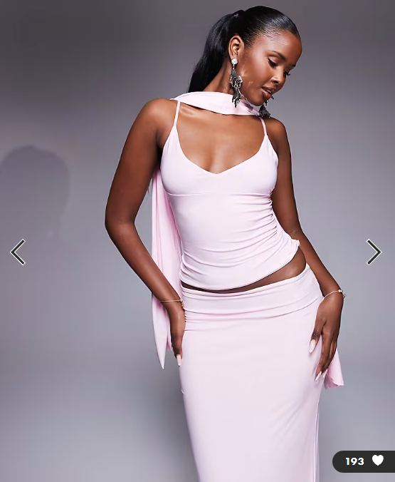 Fashionkilla double sculpted slinky scarf detail cami top co-ord in pink