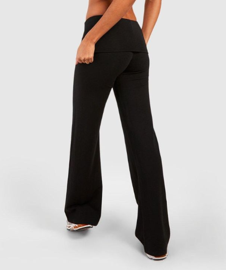 Boohoo Soft Touch Lounge Flare Trouser - black
