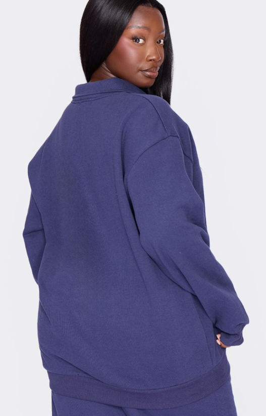 Plt - Plus Navy Premium Collar Oversized Sweatshirt