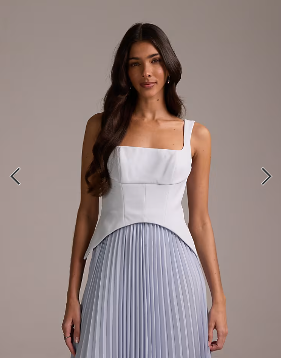 ASOS DESIGN bridesmaids hybrid maxi dress with pleated full skirt in blue
